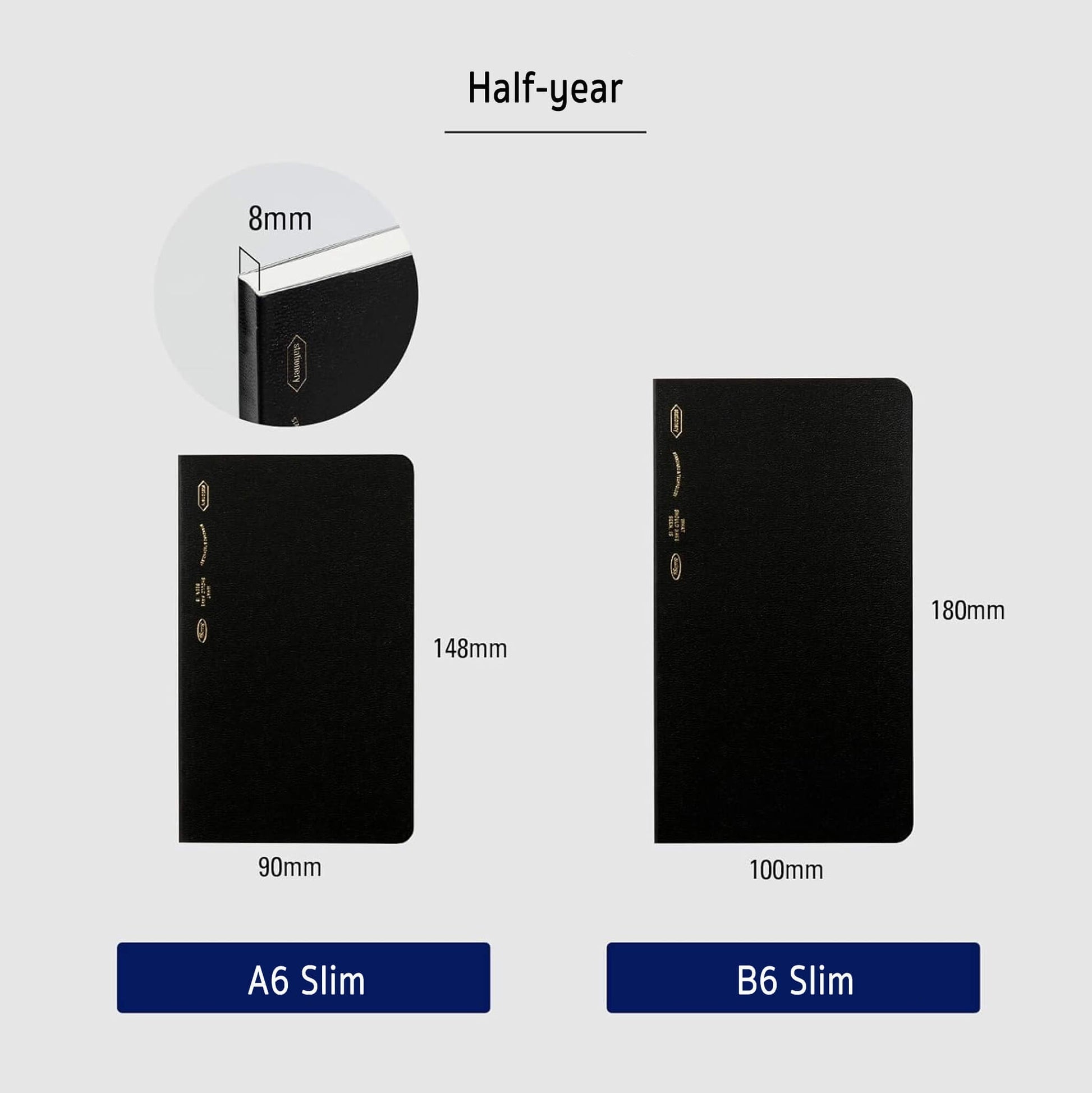 Carnet STÁLOGY 1/2 Year Notebook - A6 Slim - Softcover - Quadrillé - Black - 4904140081867