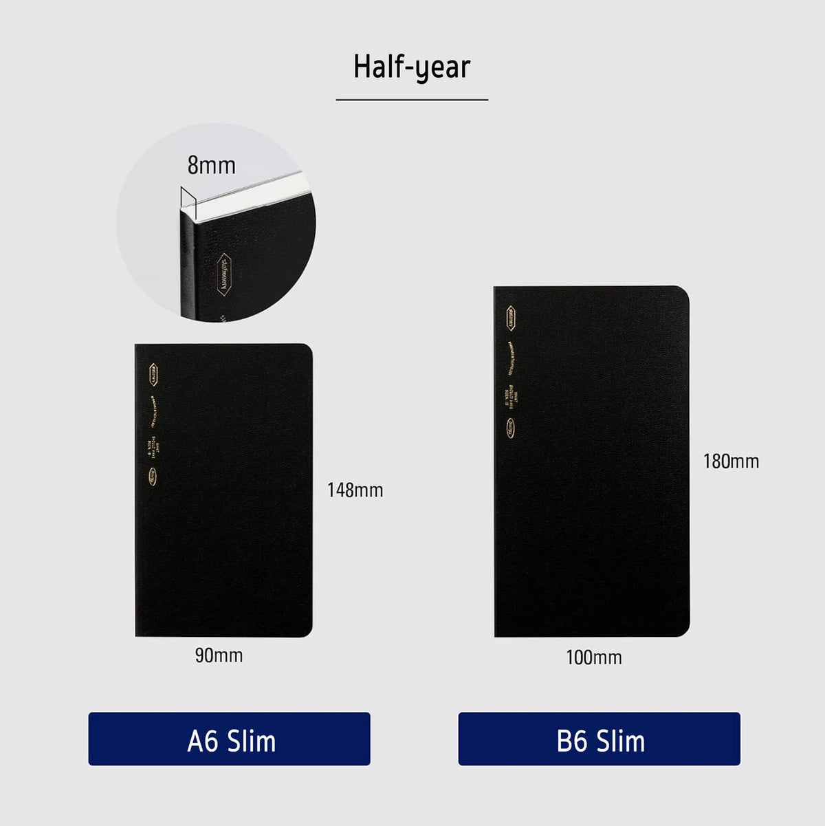 Carnet STÁLOGY 1/2 Year Notebook - B6 Slim - Softcover - Quadrillé - Black - 4904140081881