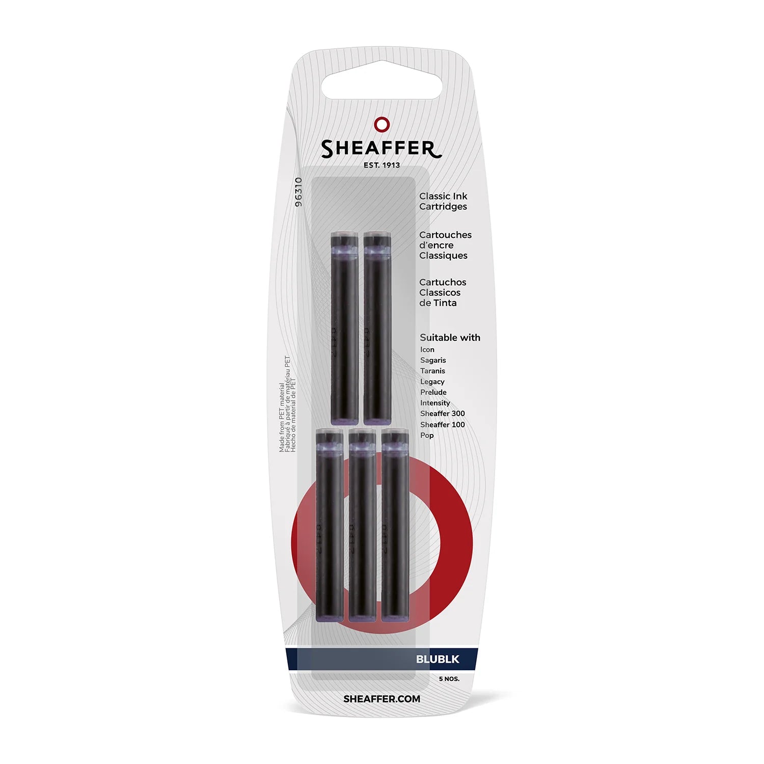 Cartouches d'encre SHEAFFER - Bleu - noir - 074040963106