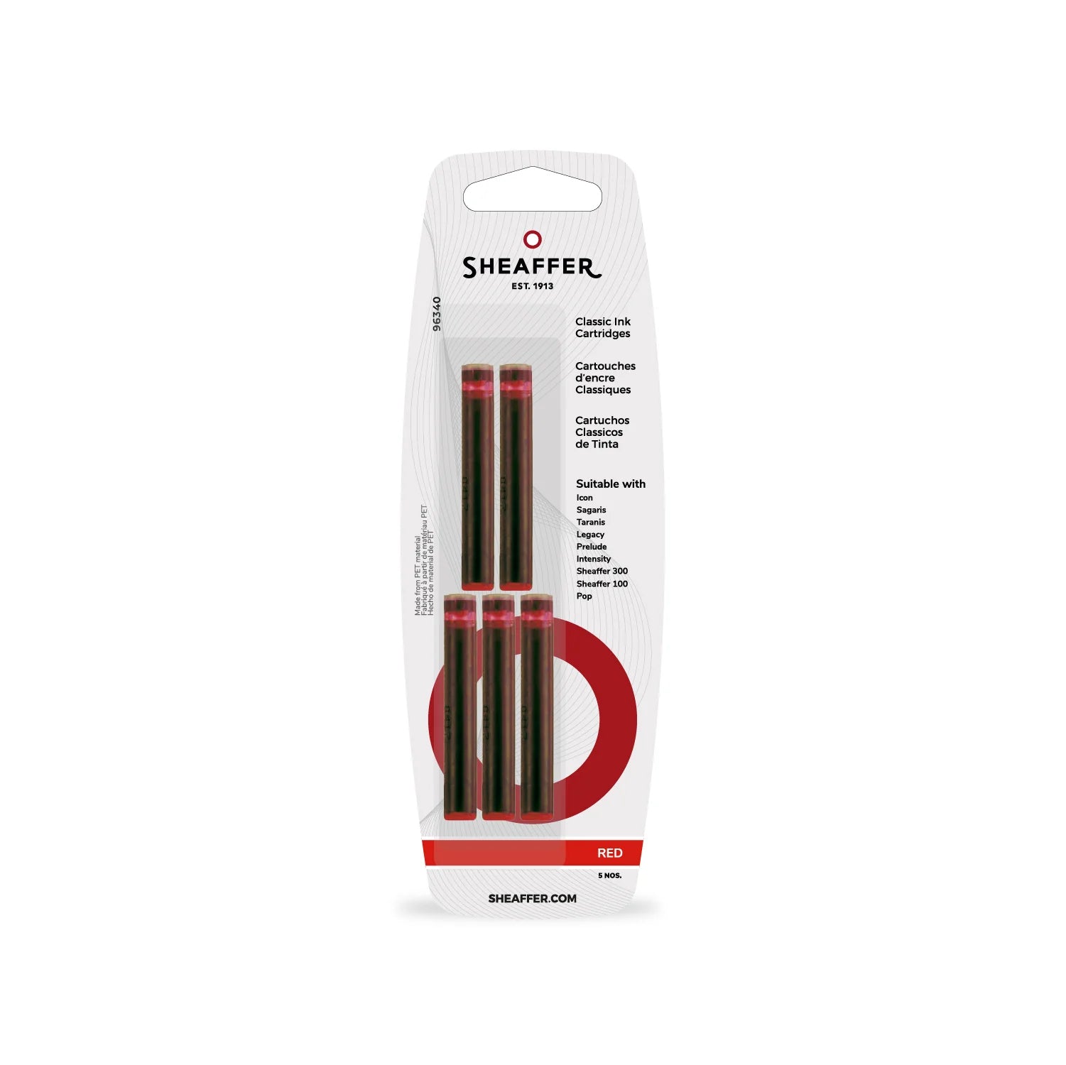 Cartouches d'encre SHEAFFER - Rouge - 074040963403