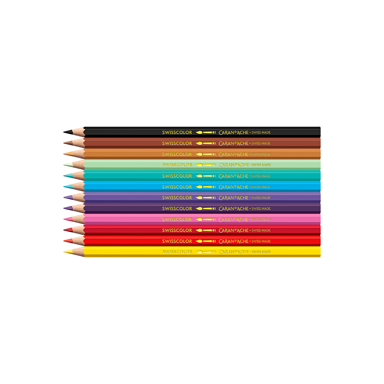 Crayons de couleur aquarellables SWISSCOLOR Aquarelle - Set 12 couleurs Kawaii Candy World - CARAN D'ACHE - 7630002364799