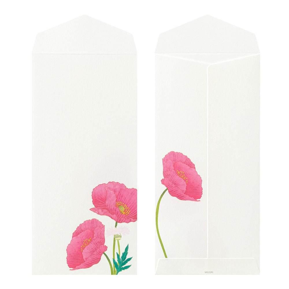 Enveloppes MIDORI washi - 188 x 90 mm - Coquelicots - 