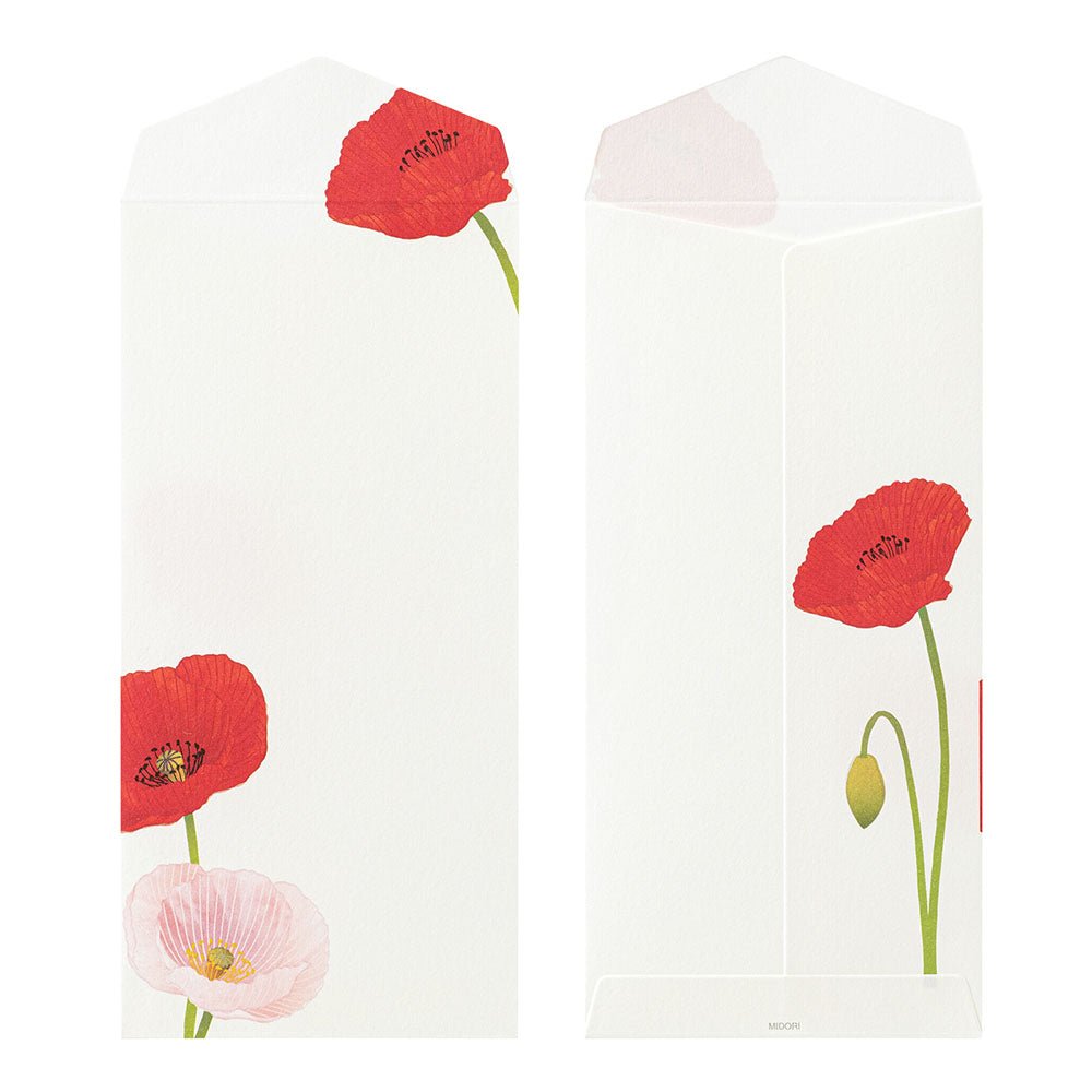 Enveloppes MIDORI washi - 188 x 90 mm - Coquelicots - 