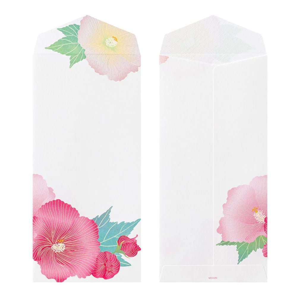 Enveloppes MIDORI washi - 188 x 90 mm - Hibiscus - 4902805810326