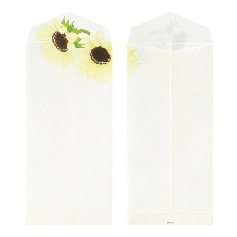 Enveloppes MIDORI washi - 188 x 90 mm - Tournesols - 4902805810265