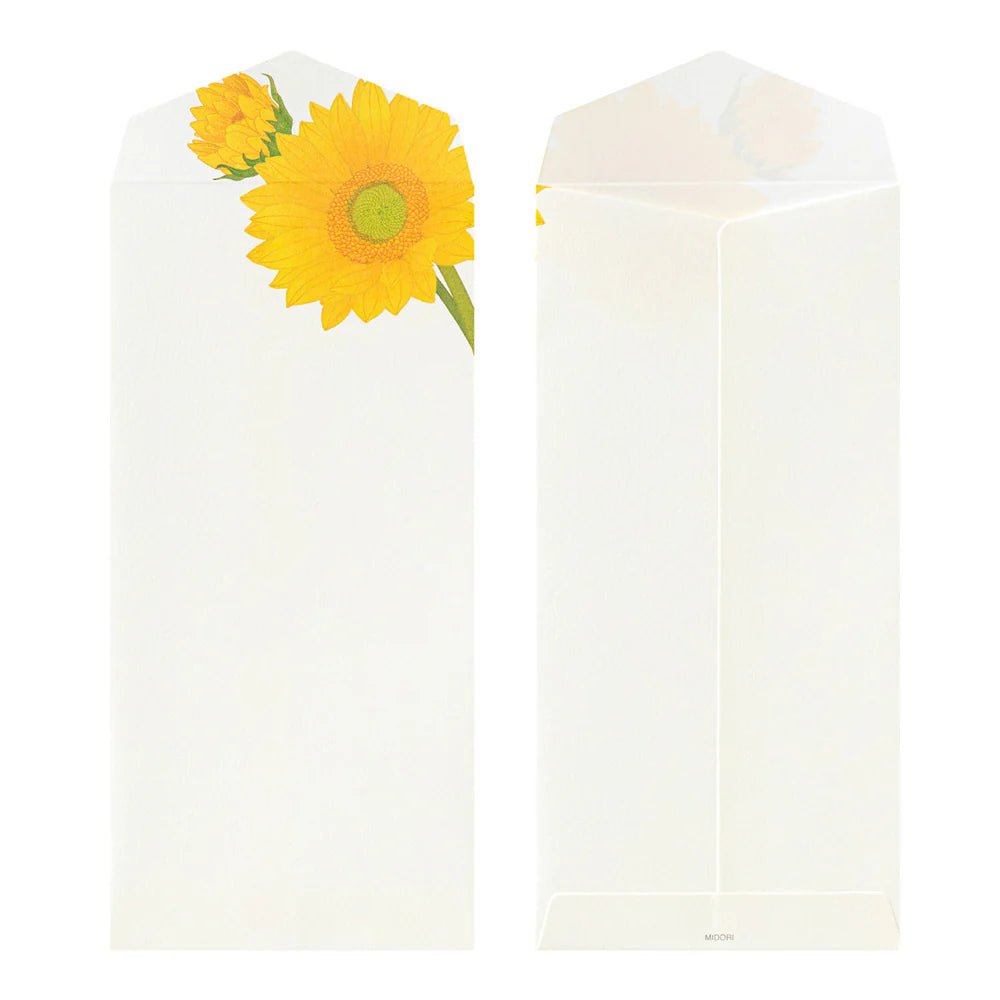 Enveloppes MIDORI washi - 188 x 90 mm - Tournesols - 4902805810265