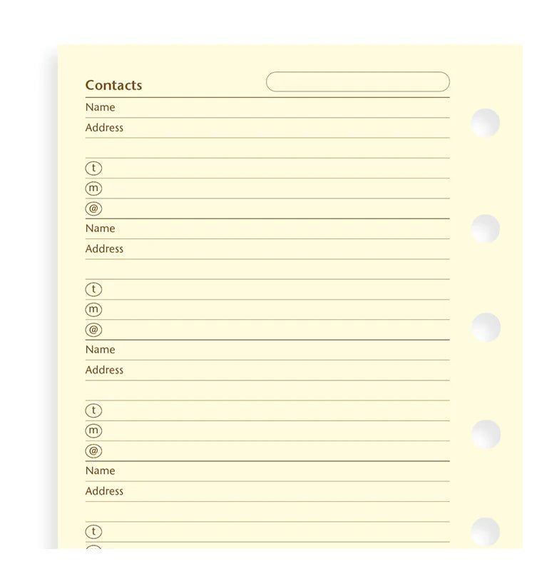 Feuilles de contacts FILOFAX - Cotton Cream - Mini - Mini - 5015142154813