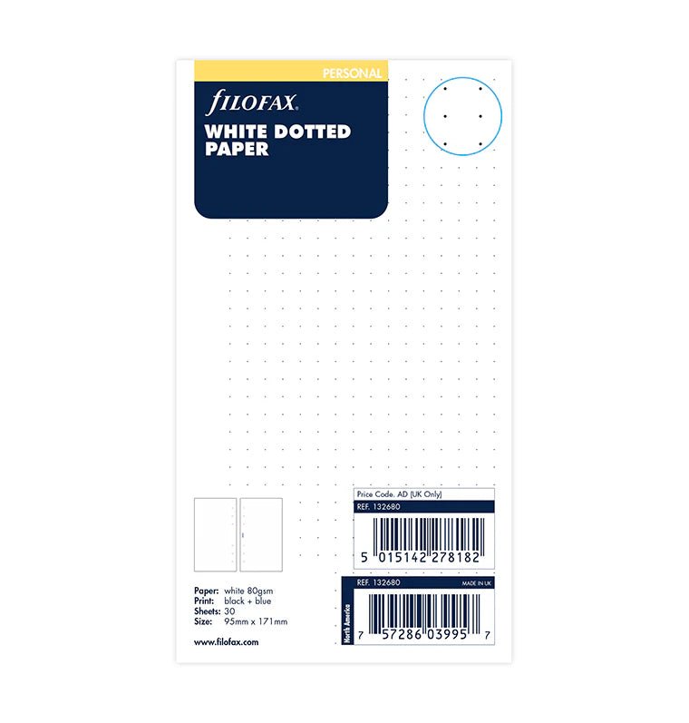 Feuilles de notes pointillées FILOFAX - Blanc - Personal - Personal - Pointillé - 5015142278182