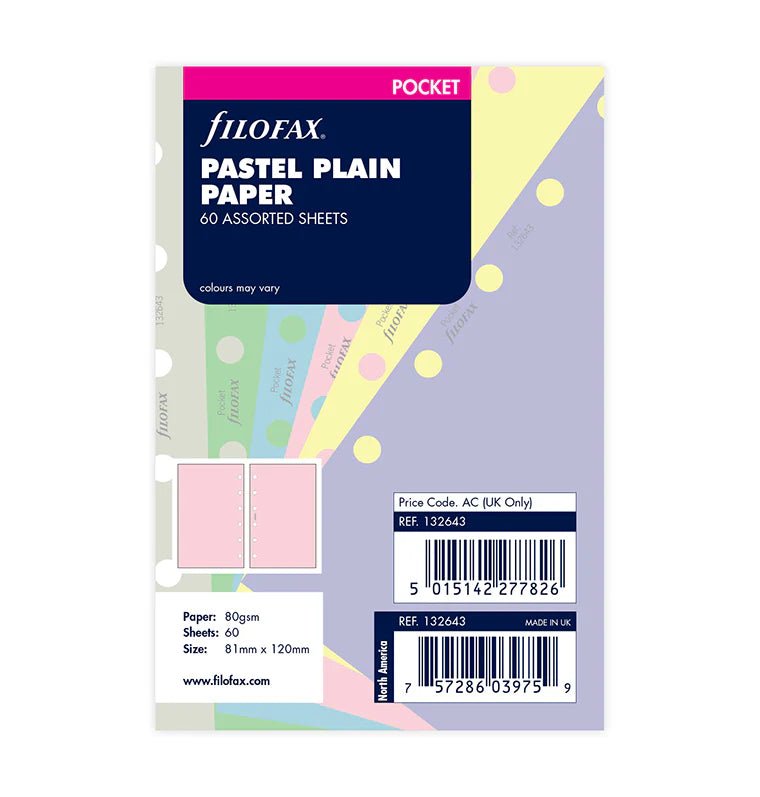Feuilles de notes unies FILOFAX - Assortiment Pastel - Pocket - Pocket - Uni - 5015142277826