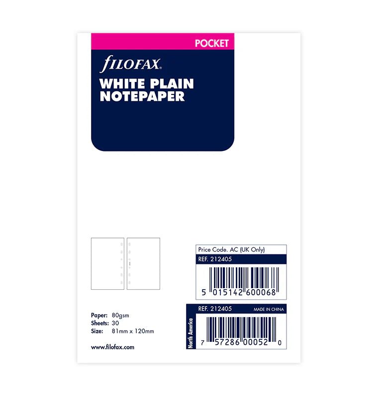 Feuilles de notes unies FILOFAX - Blanc - Pocket - Pocket - Uni - 5015142600068