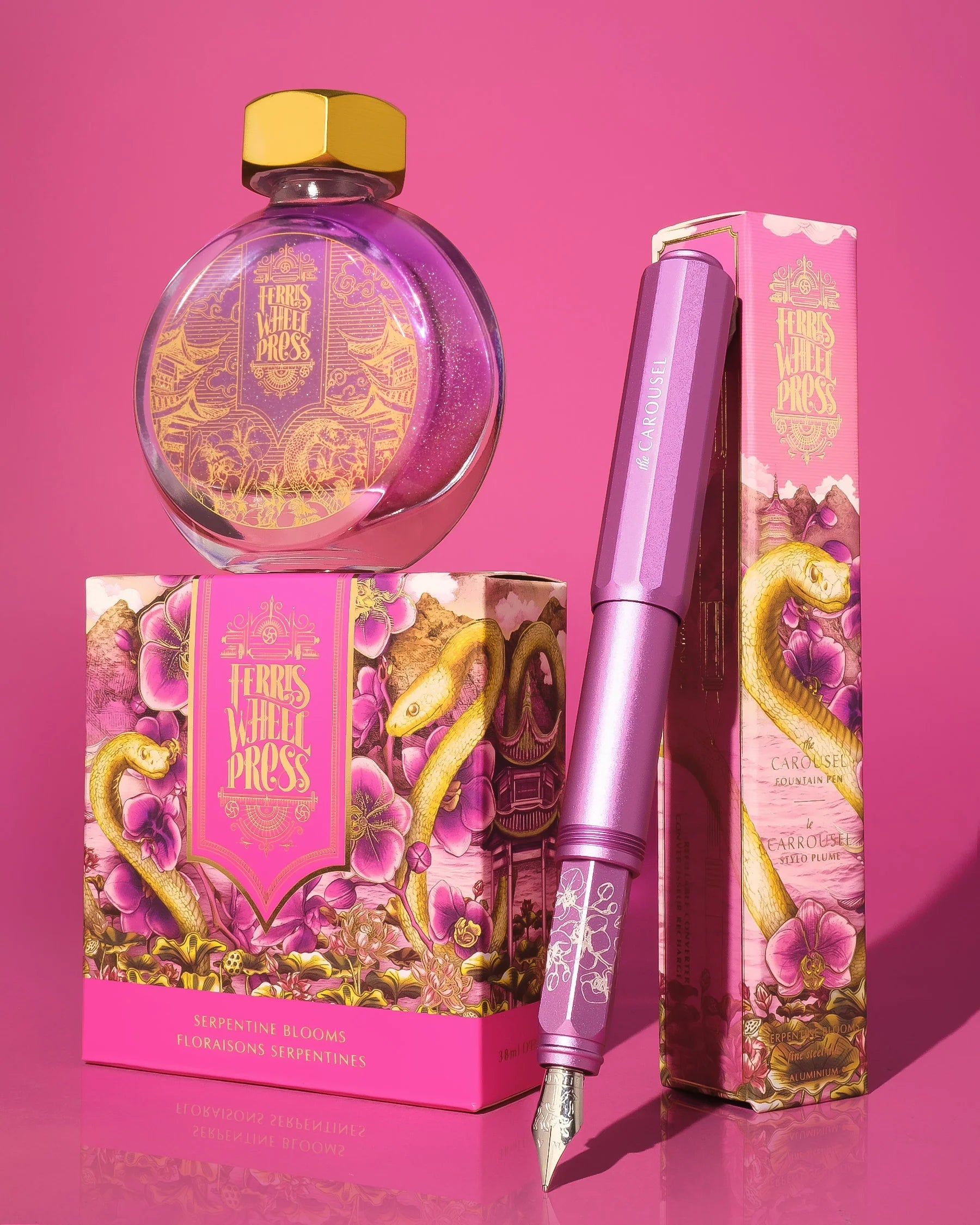 Flacon d'encre FERRIS WHEEL PRESS - Everyday Ink | Curious Collaborations Series | Fête Chinoise - Serpentine Blooms (38ml) - 
