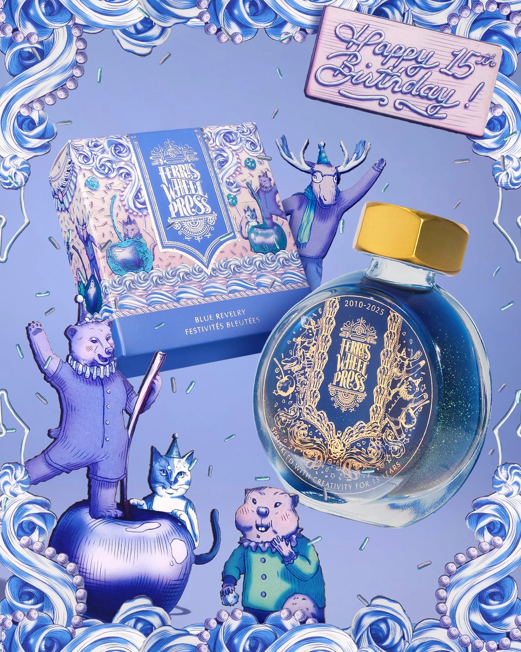Flacon d'encre FERRIS WHEEL PRESS - Everyday Ink | Limited Edition 2025 - Blue Revelry (38ml) - 