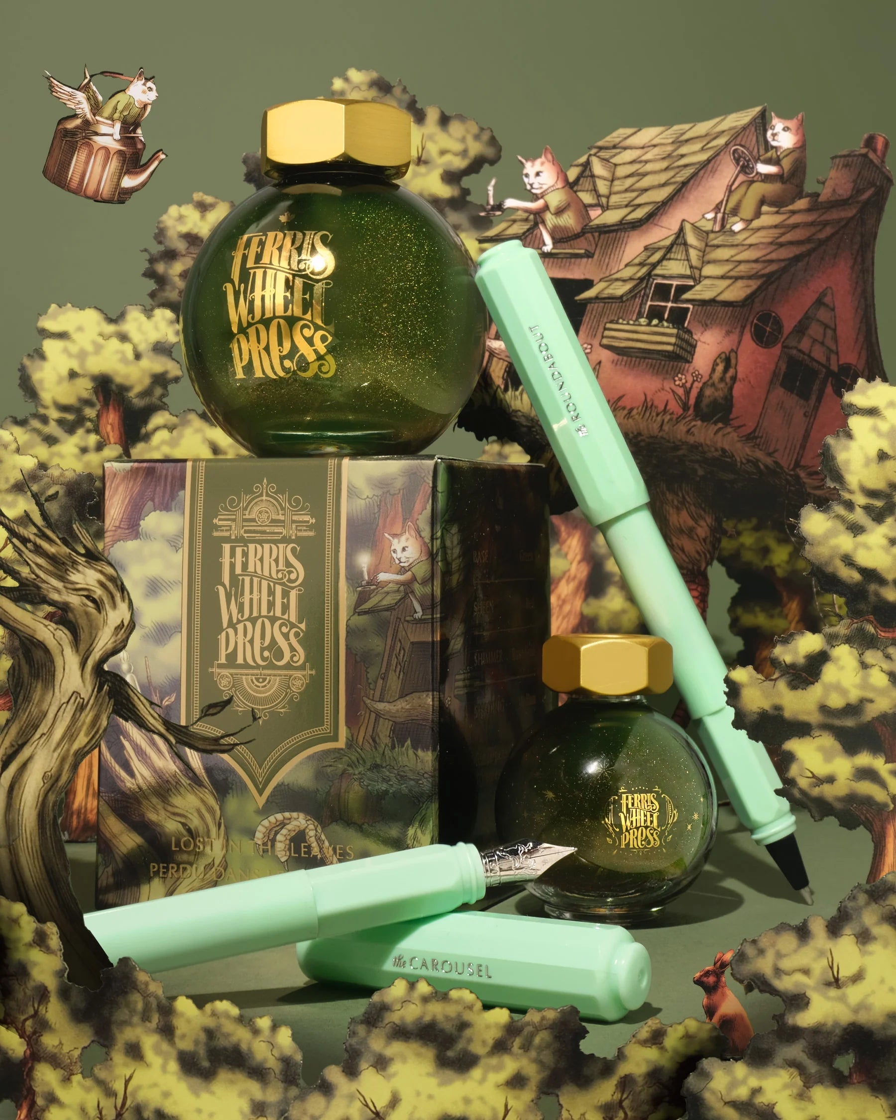 Flacon d'encre FERRIS WHEEL PRESS - FerriTales - Bestiary Series | Lost in the Leaves (20ml) - 