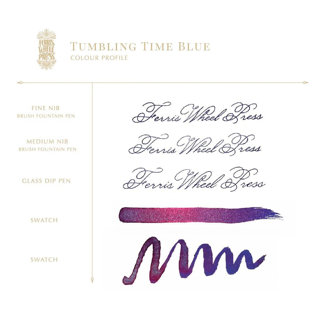 Flacon d'encre FERRIS WHEEL PRESS - FerriTales - Down the Rabbit Hole | Tumbling Time Blue (20ml) - 