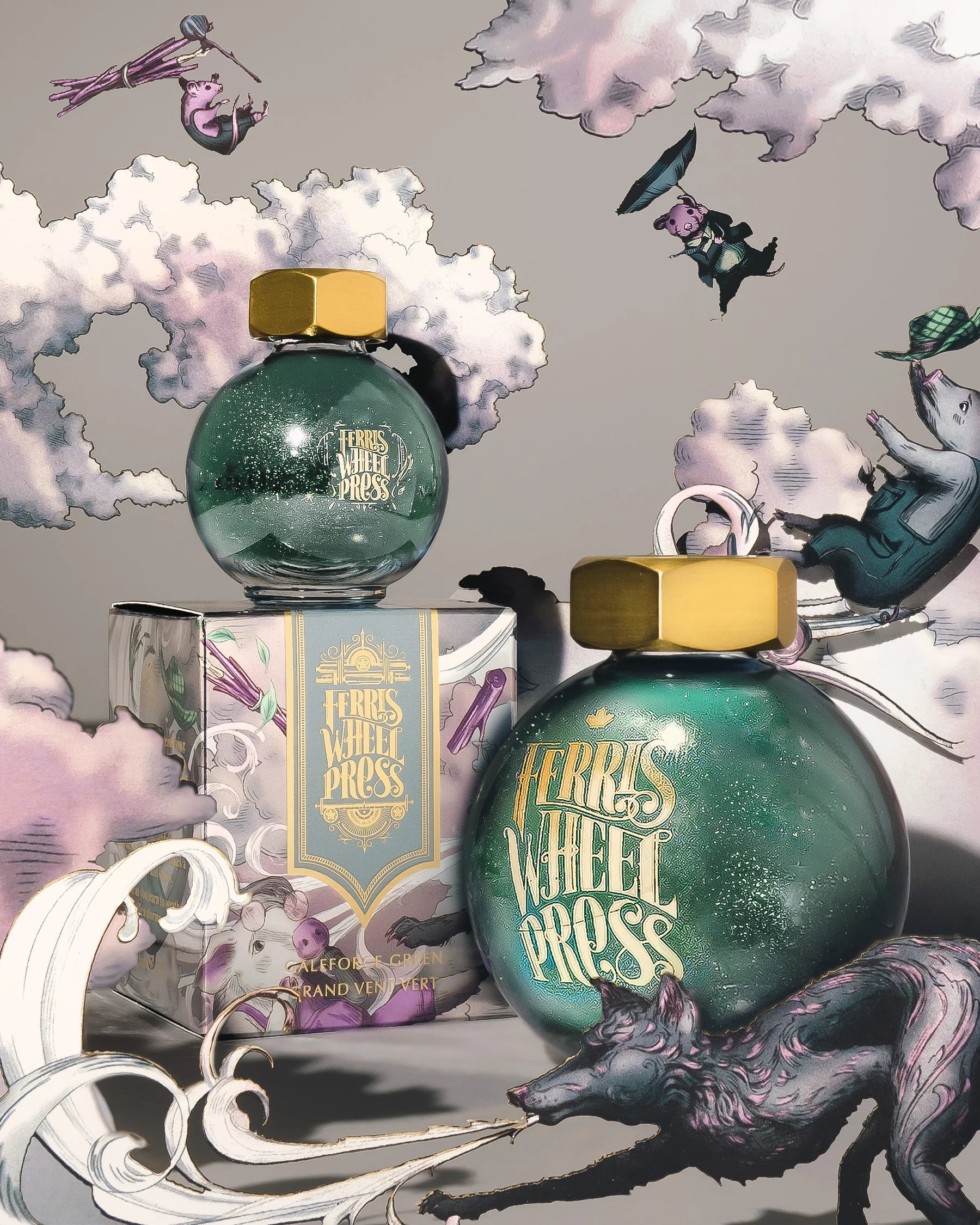 Flacon d'encre FERRIS WHEEL PRESS - FerriTales - The Three Little Pigs | Galeforce Green (20ml) - 