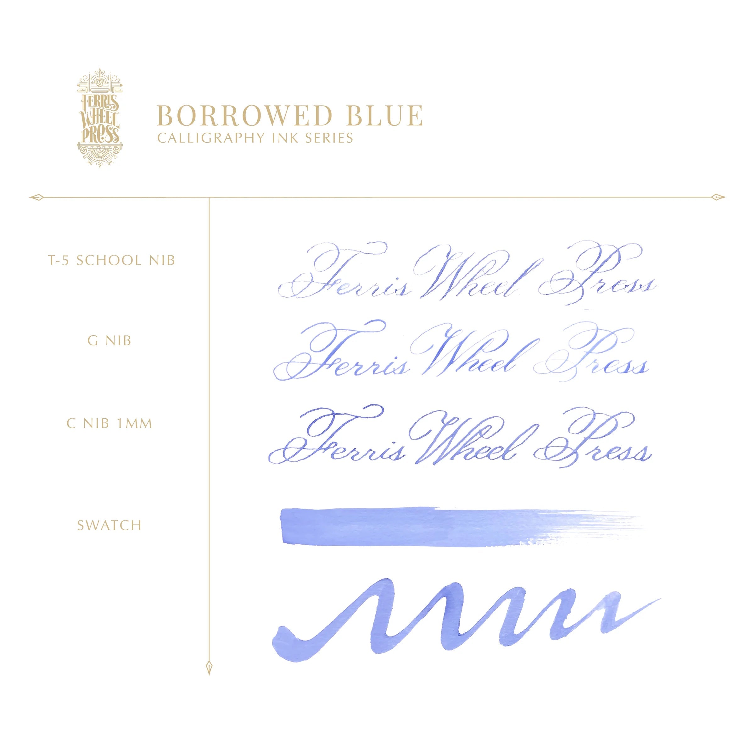 Flacon d'encre FERRIS WHEEL PRESS - Professional Calligraphy Ink - Borrowed Blue - 28 ml - 