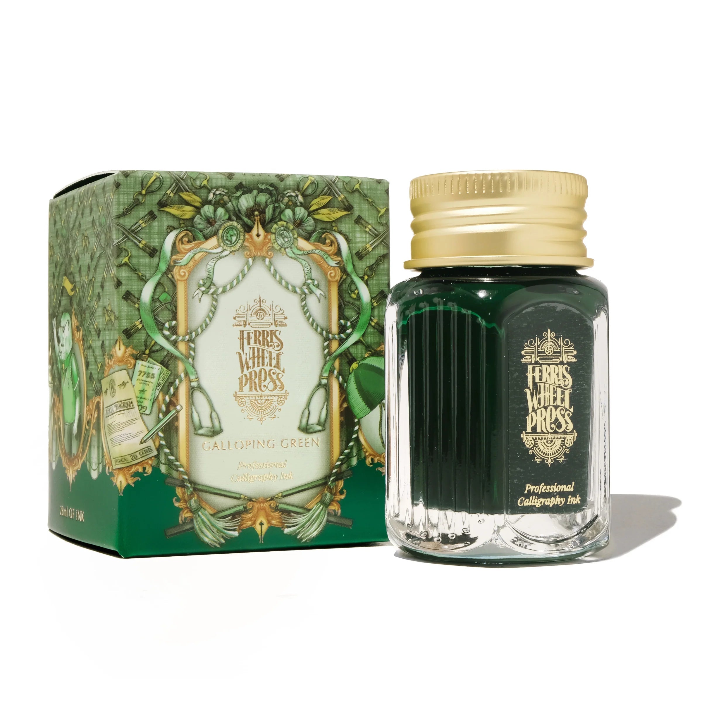 Flacon d'encre FERRIS WHEEL PRESS - Professional Calligraphy Ink - Galloping Green (28ml) - 818351005694