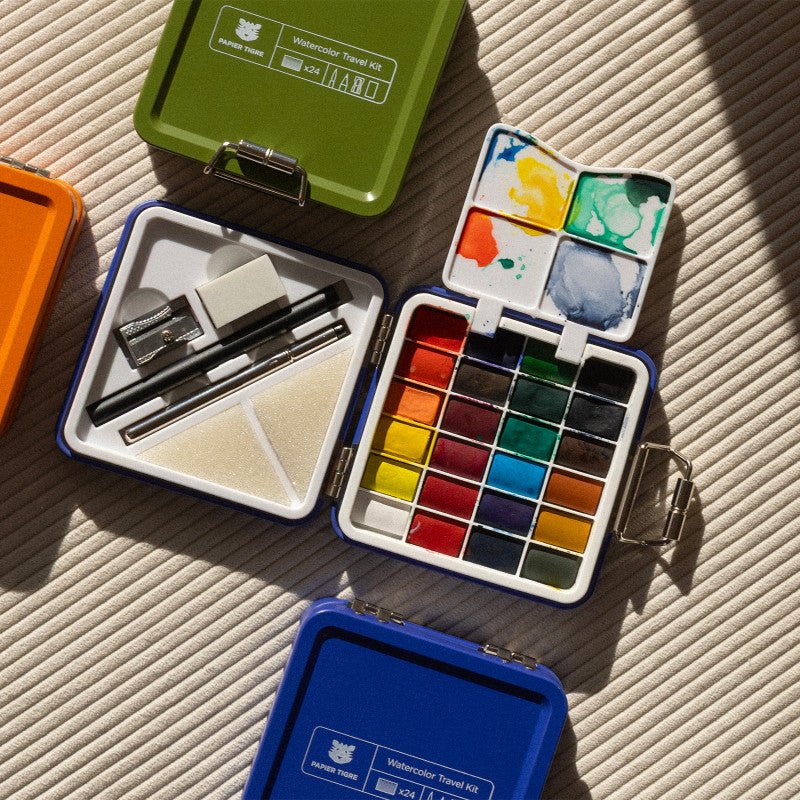 Kit d'aquarelle de voyage PAPIER TIGRE - Bleu Marine - 3700876815469
