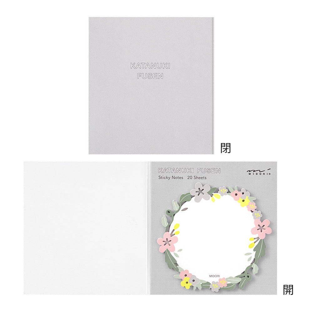 Notes adhésives MIDORI Katanuki Fusen - Couronne de Fleurs - 4902805190732