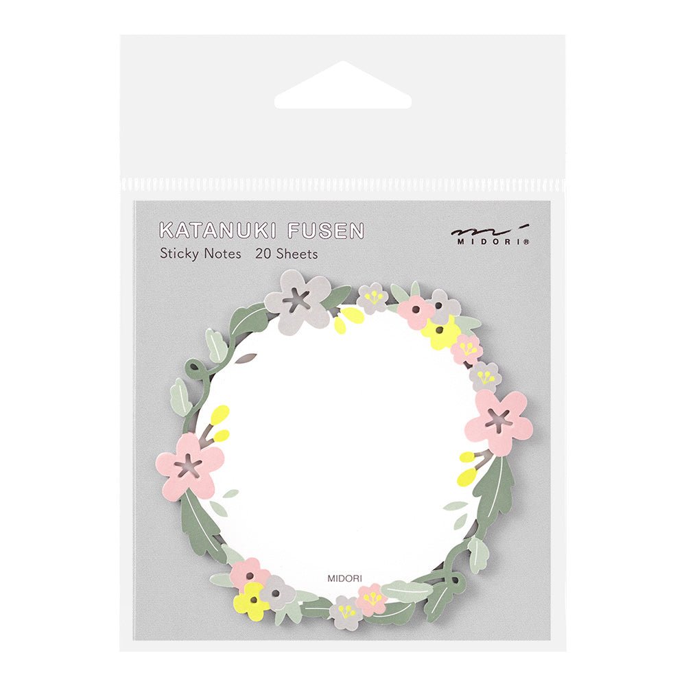 Notes adhésives MIDORI Katanuki Fusen - Couronne de Fleurs - 4902805190732