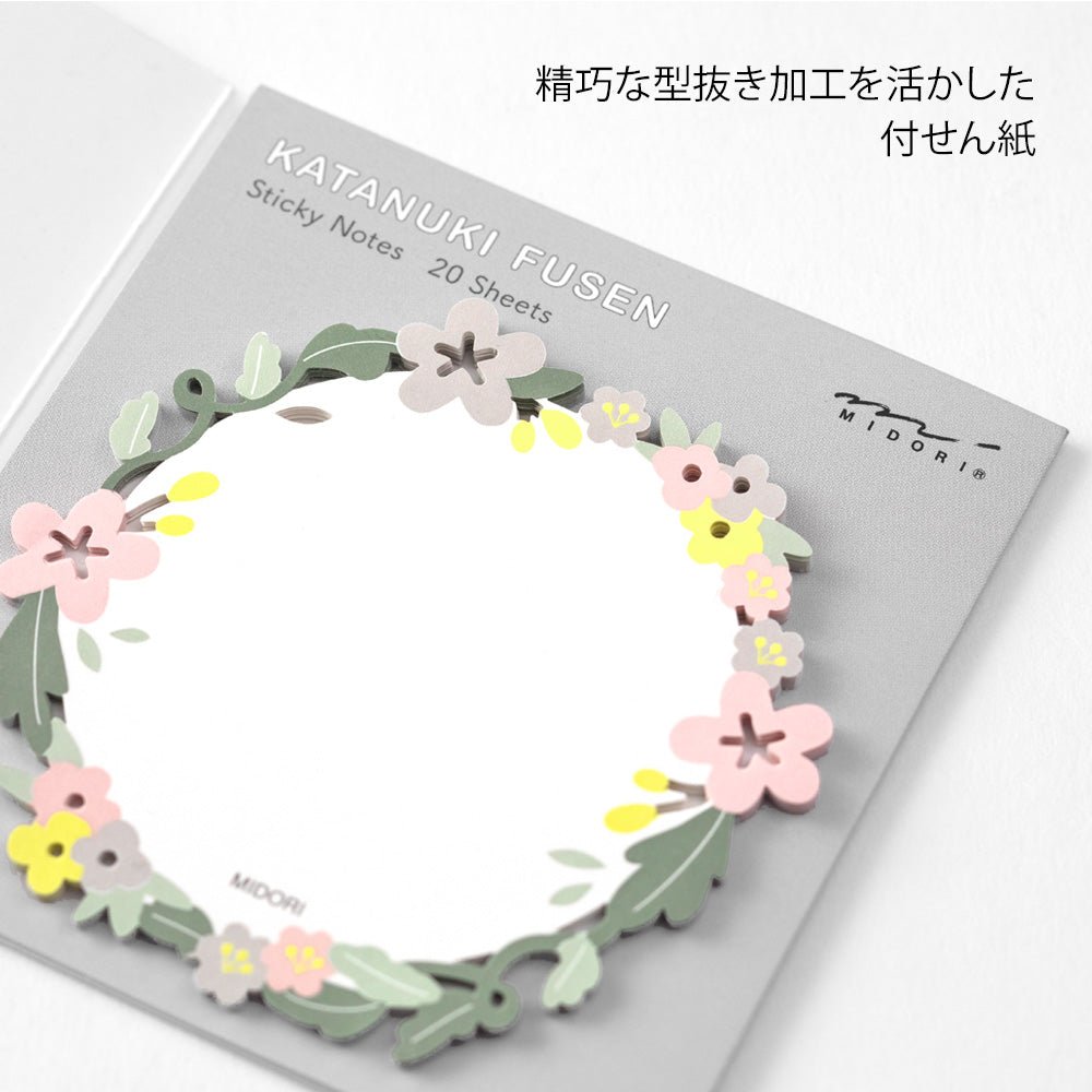 Notes adhésives MIDORI Katanuki Fusen - Couronne de Fleurs - 4902805190732