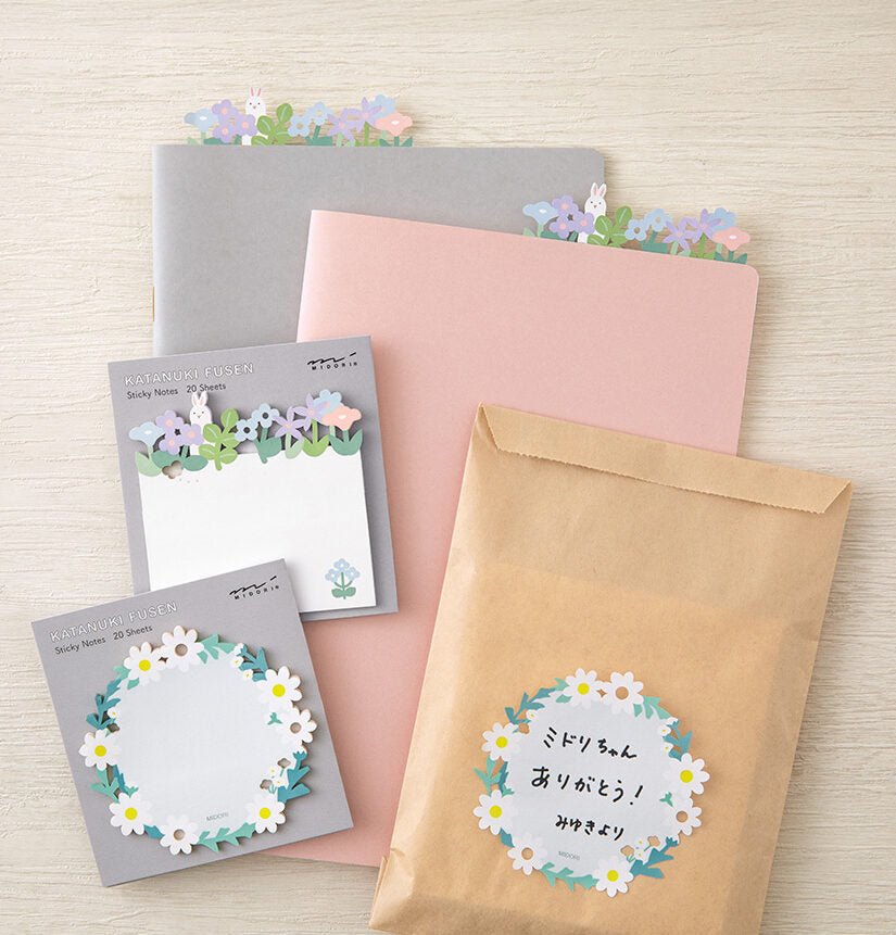 Notes adhésives MIDORI Katanuki Fusen - Jardin Fleuri - 4902805191036