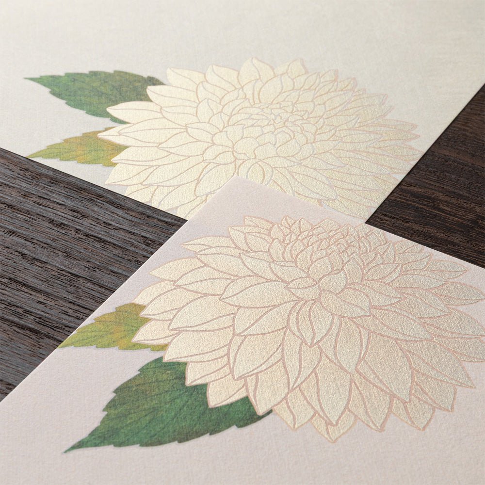 Papier à lettres MIDORI washi - 177 x 168 mm - Dahlias - 4902805810371