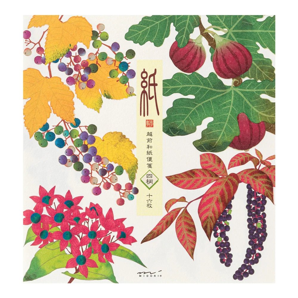 Papier à lettres MIDORI washi - 177 x 168 mm - Fruits d’automne - 4902805810333