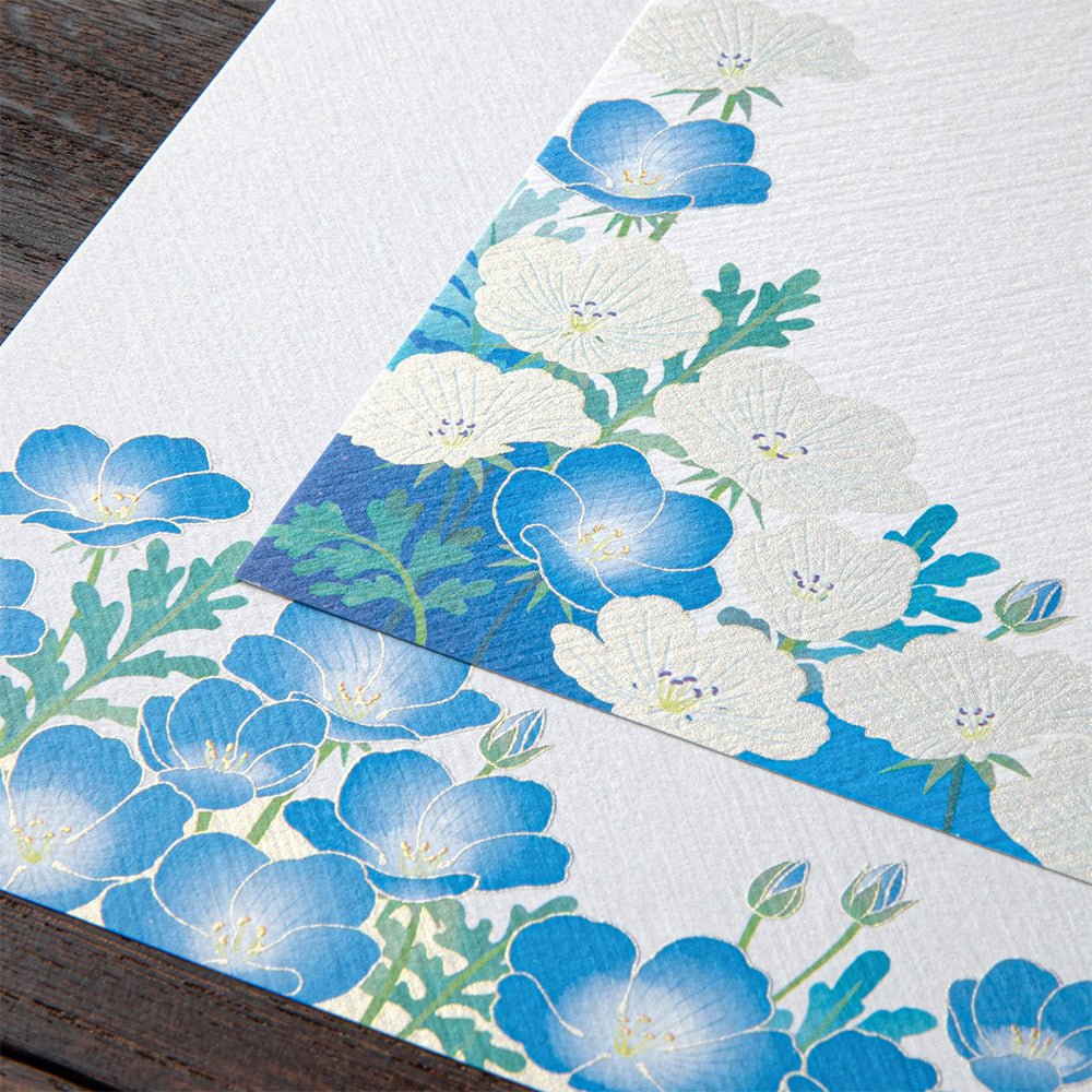 Papier à lettres MIDORI washi - 177 x 168 mm - Némophiles - 