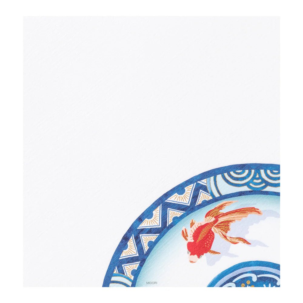 Papier à lettres MIDORI washi - 177 x 168 mm - Poissons rouges - 4902805810296