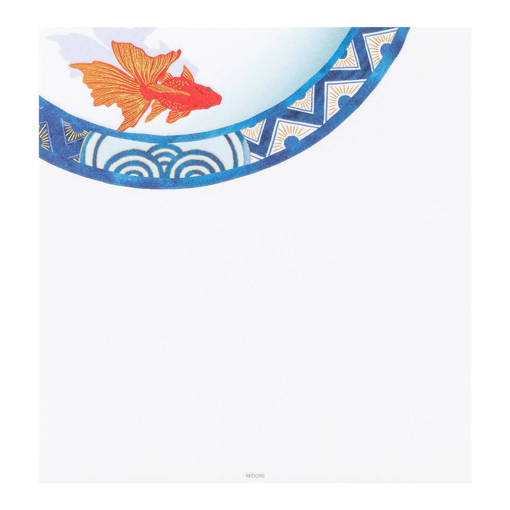 Papier à lettres MIDORI washi - 177 x 168 mm - Poissons rouges - 4902805810296