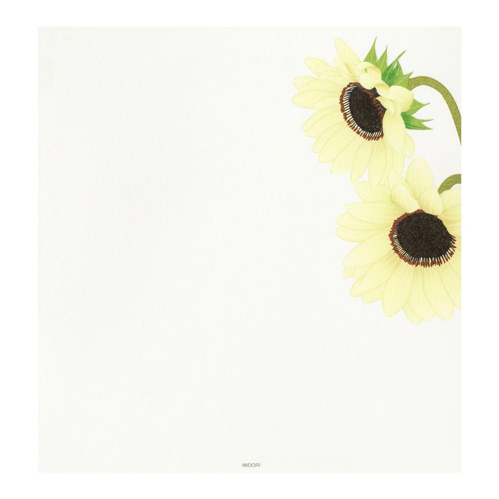 Papier à lettres MIDORI washi - 177 x 168 mm - Tournesols - 4902805810258