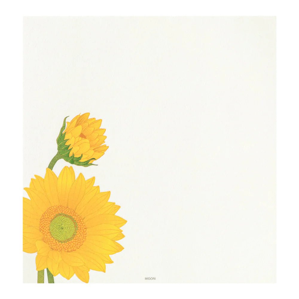 Papier à lettres MIDORI washi - 177 x 168 mm - Tournesols - 4902805810258