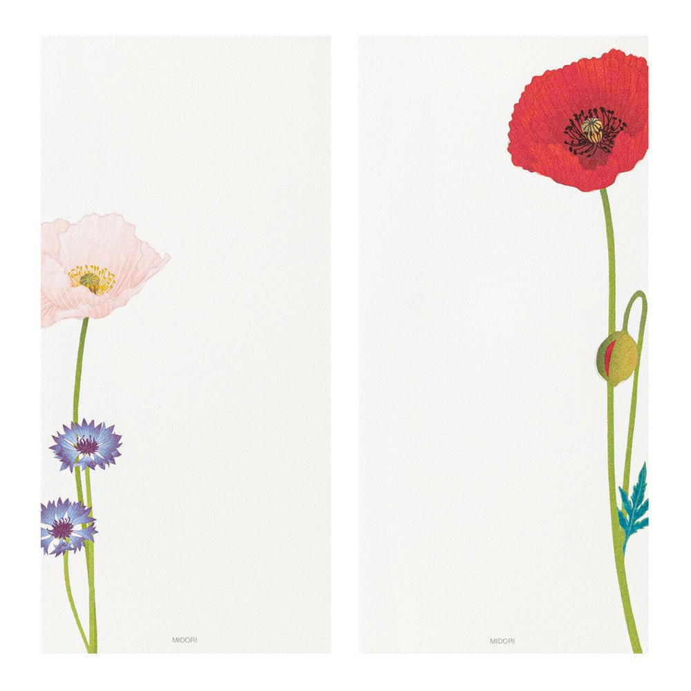 Papier à lettres MIDORI washi - 177 x 84 mm - Coquelicots - 