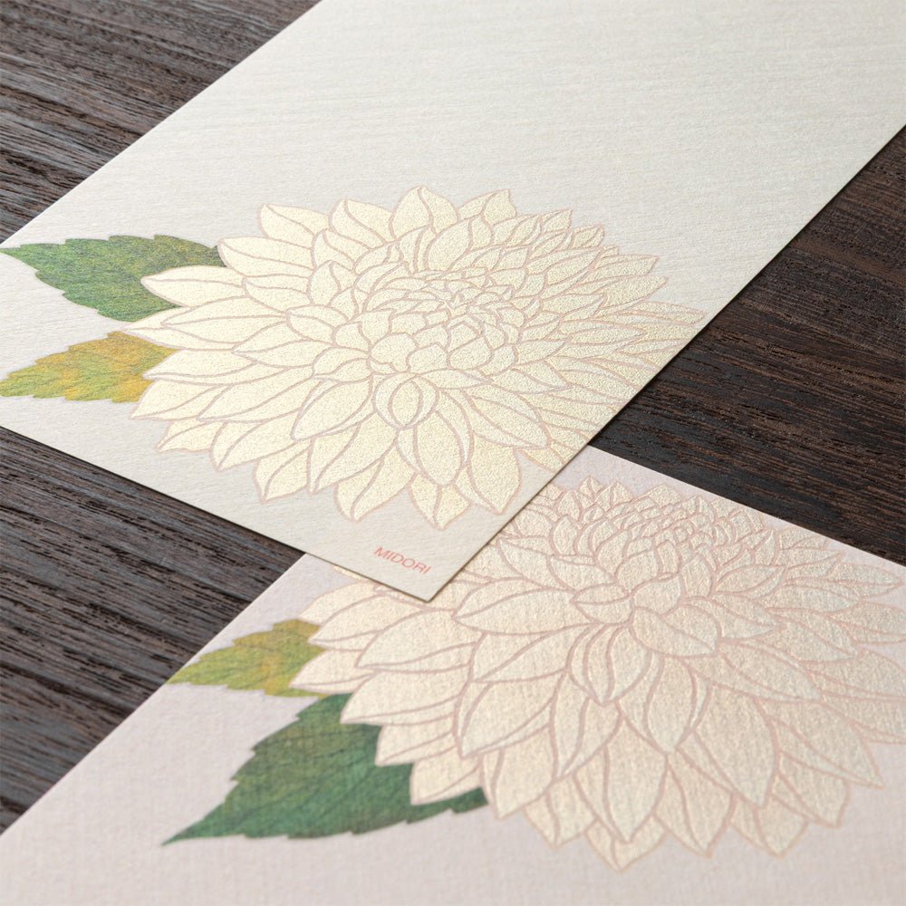 Papier à lettres MIDORI washi - 177 x 84 mm - Dahlias - 4902805896115
