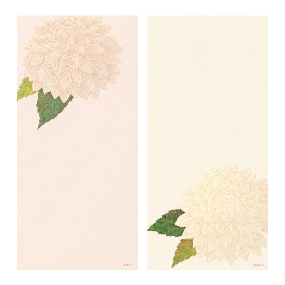 Papier à lettres MIDORI washi - 177 x 84 mm - Dahlias - 4902805896115