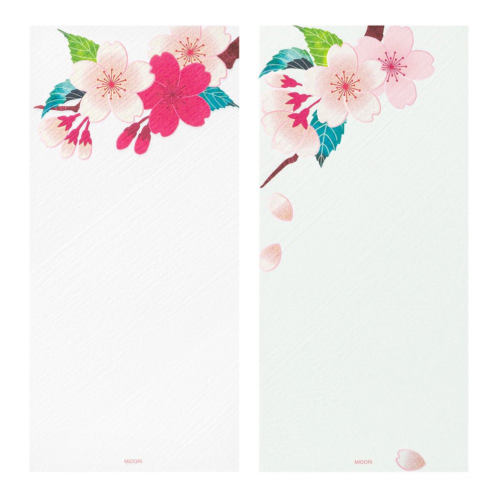 Papier à lettres MIDORI washi - 177 x 84 mm - Fleurs de Cerisier - 