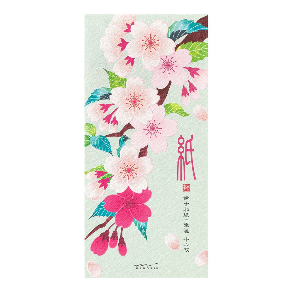 Papier à lettres MIDORI washi - 177 x 84 mm - Fleurs de Cerisier - 