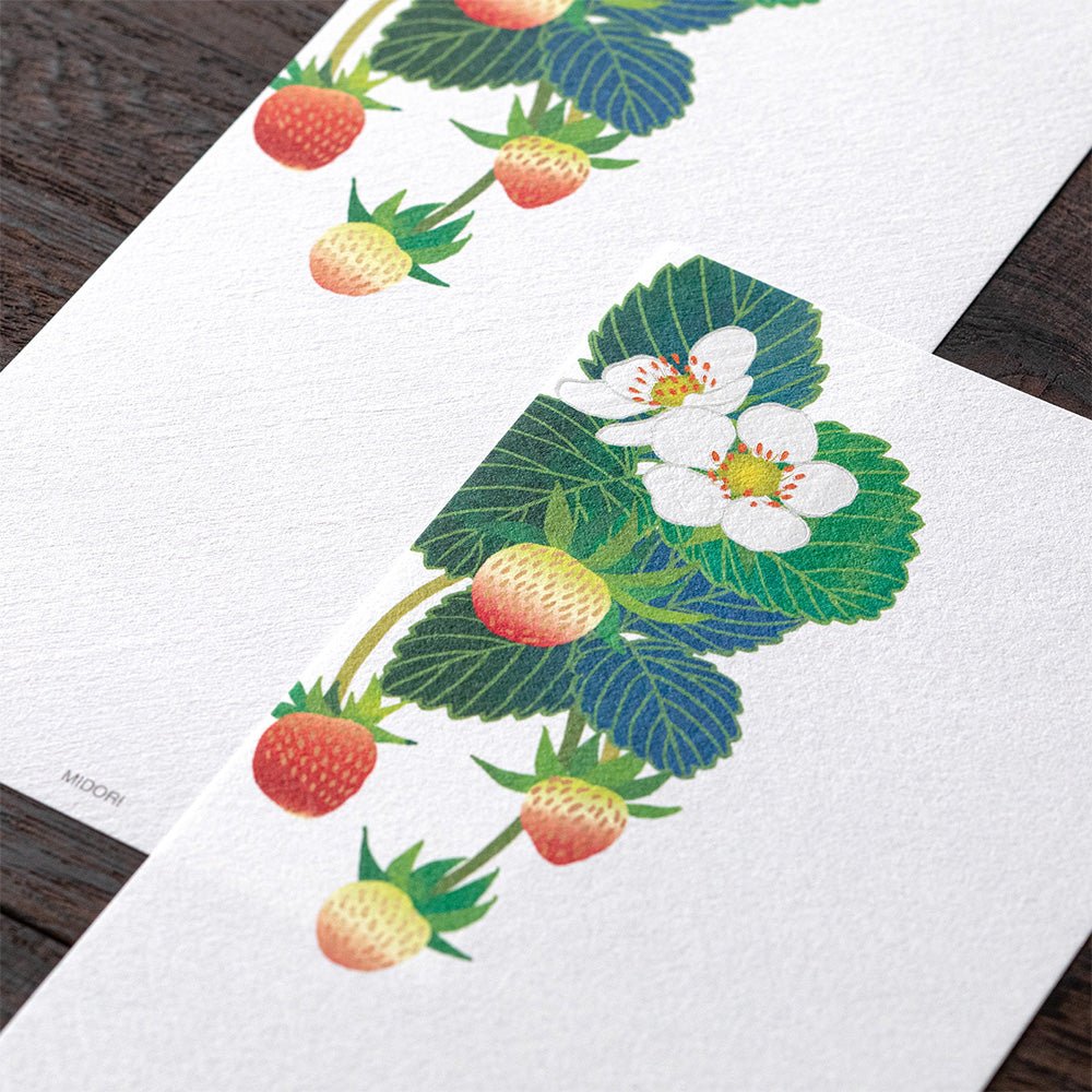 Papier à lettres MIDORI washi - 177 x 84 mm - Fraisier - 