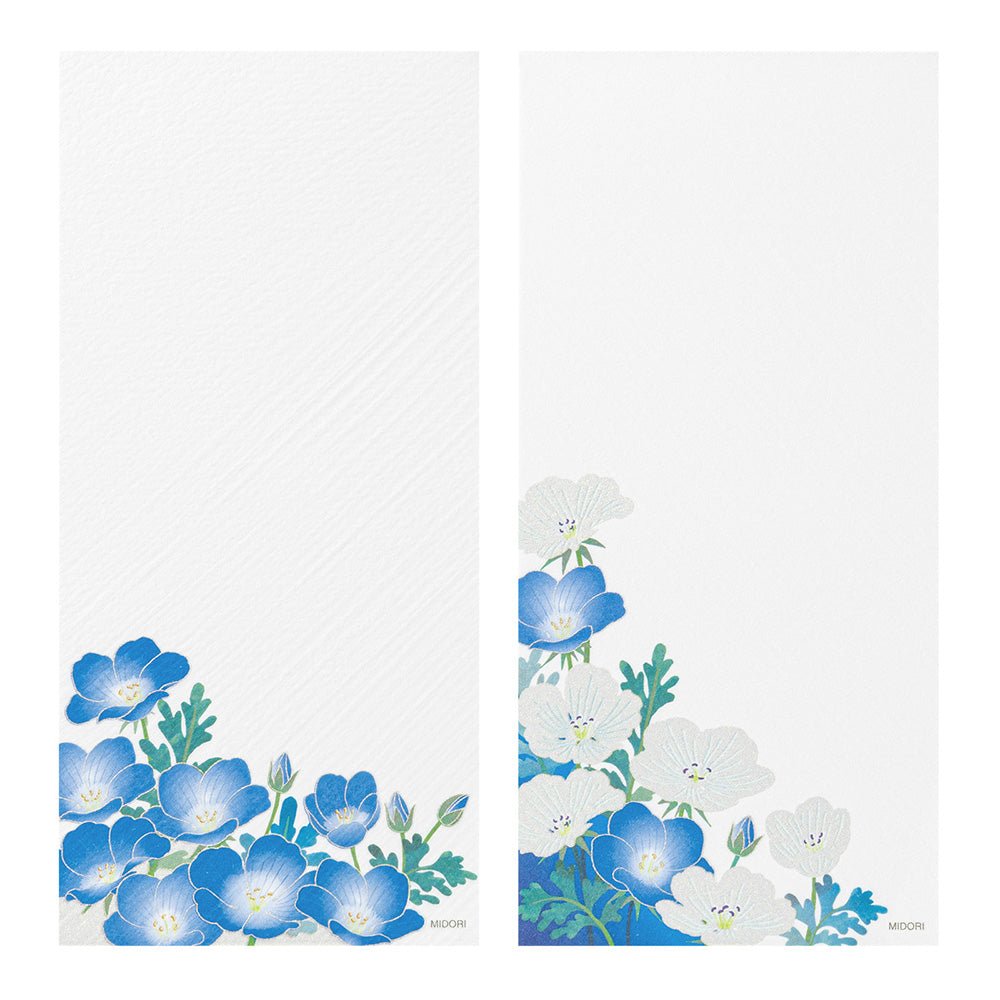 Papier à lettres MIDORI washi - 177 x 84 mm - Némophiles - 