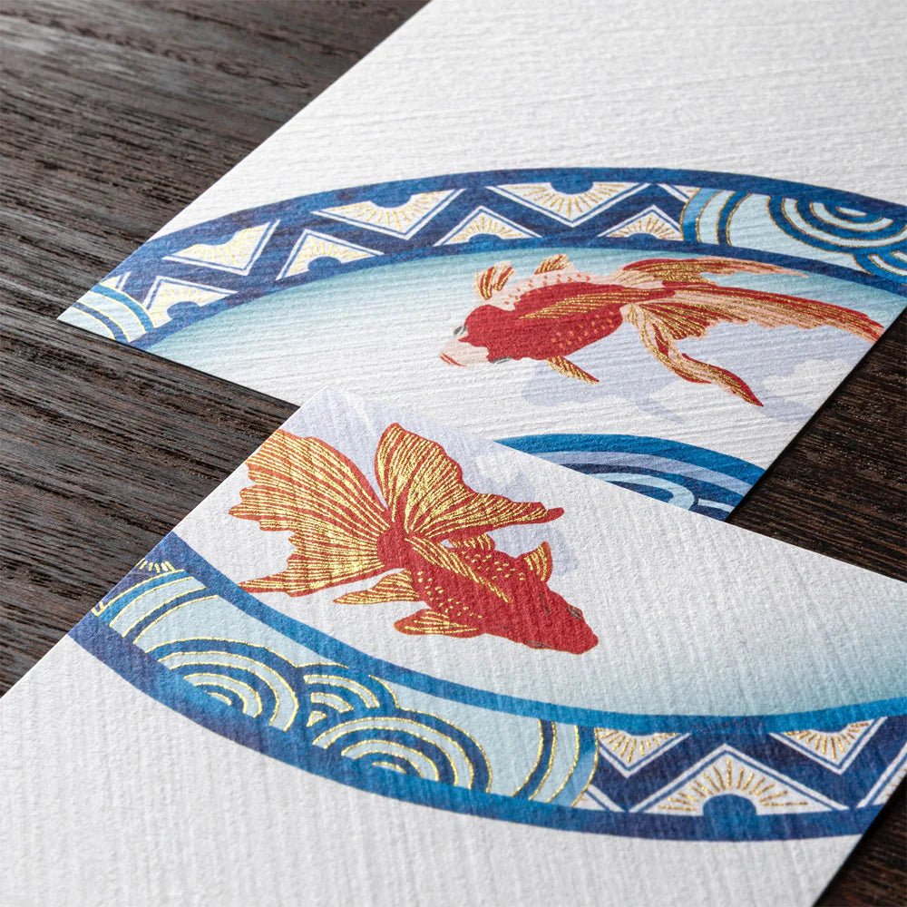 Papier à lettres MIDORI washi - 177 x 84 mm - Poissons rouges - 4902805896078
