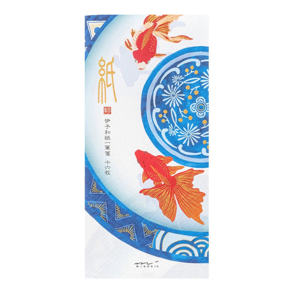 Papier à lettres MIDORI washi - 177 x 84 mm - Poissons rouges - 4902805896078