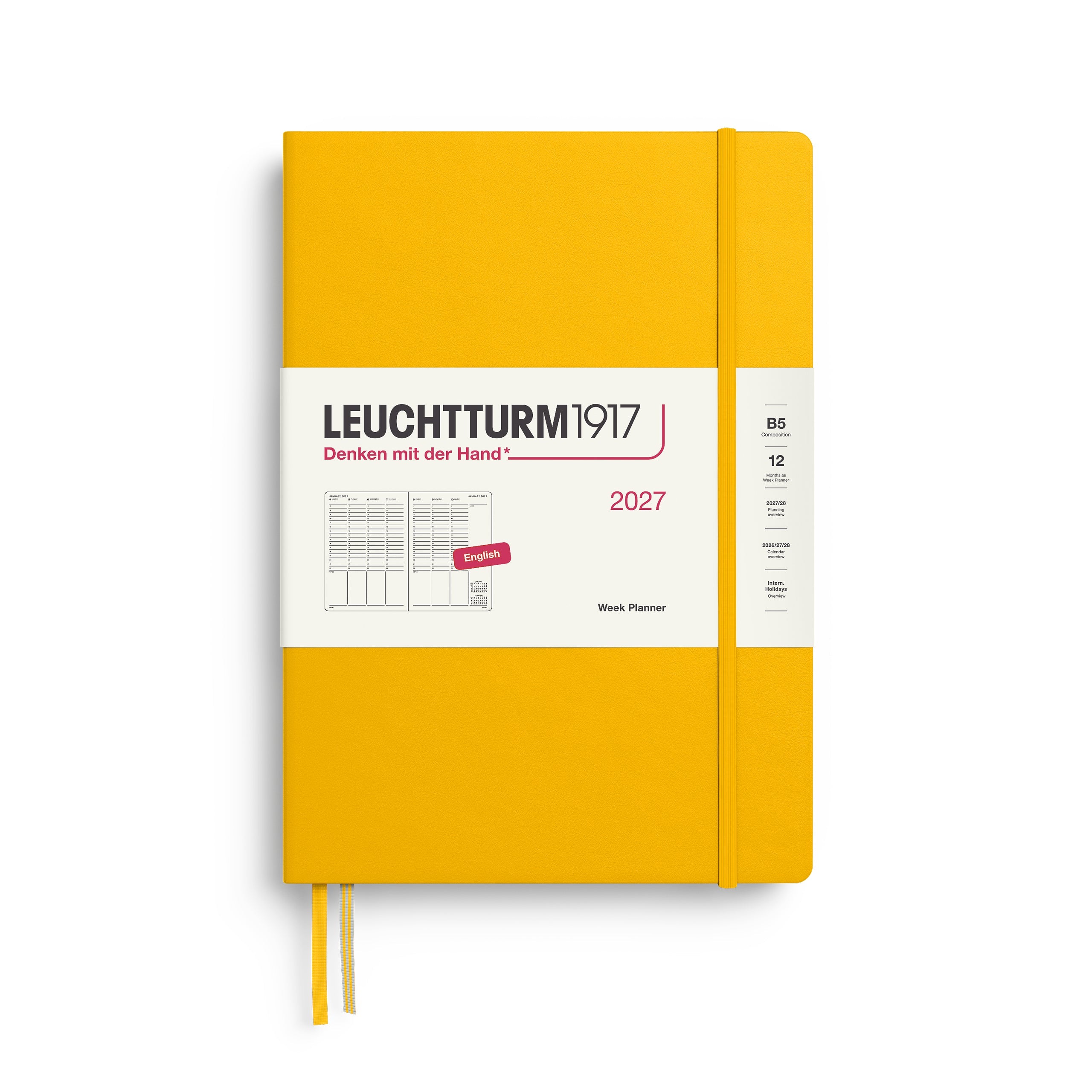 Planificateur Semainier 2027 LEUCHTTURM1917, Anglais - B5 - Hardcover - Sunflower - 4070292002965
