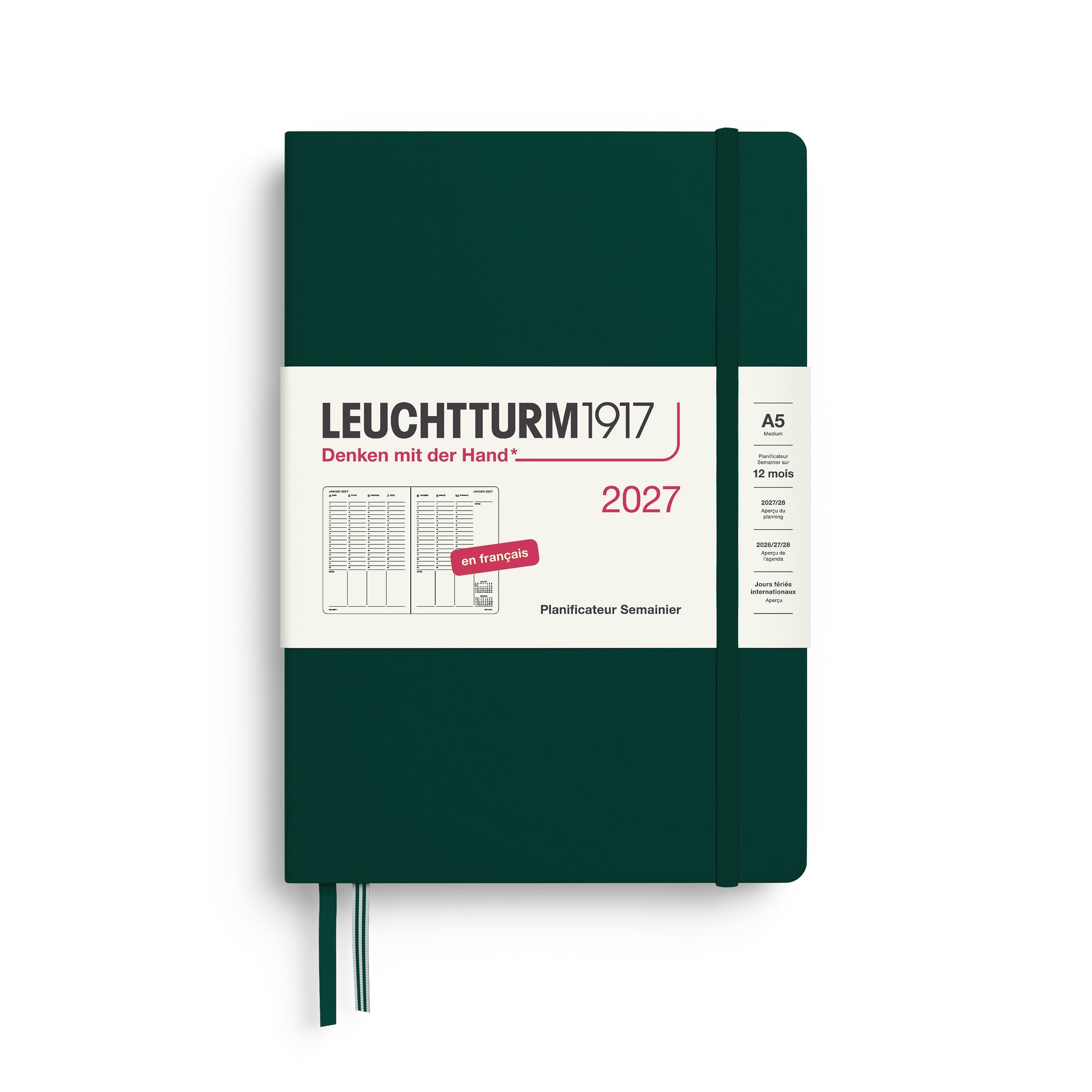 Planificateur Semainier 2027 LEUCHTTURM1917, Français - A5 - Hardcover - Forest Green - 4070292003955
