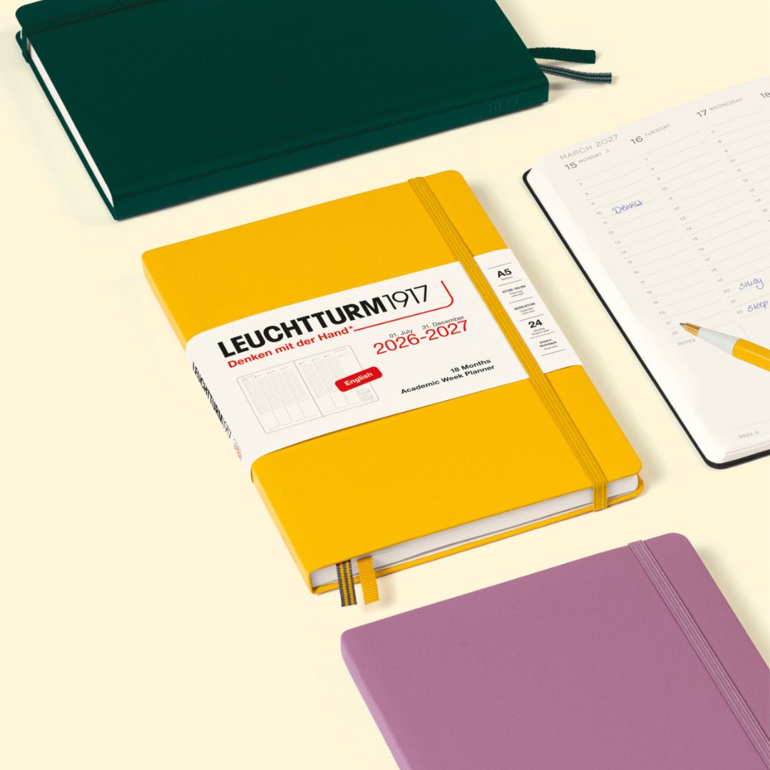 Planificateur Semainier Universitaire 2026 - 2027 (18 mois) LEUCHTTURM1917, Anglais - A5 - Hardcover - Black - 4070292003436