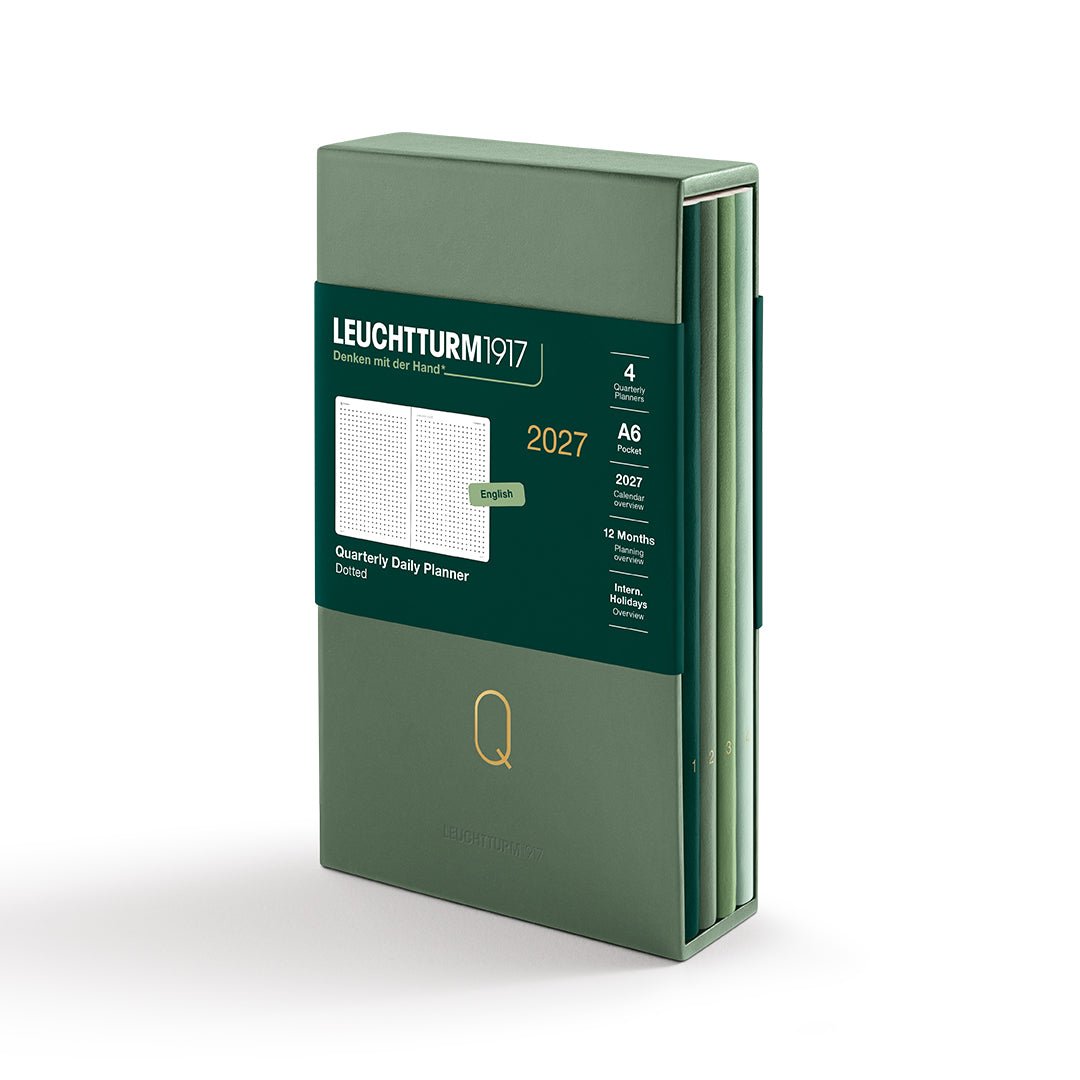 Quarterly Agenda Journalier 2027 LEUCHTTURM1917, Anglais - A6 - Softcover - Shades of Green - 4070292003603