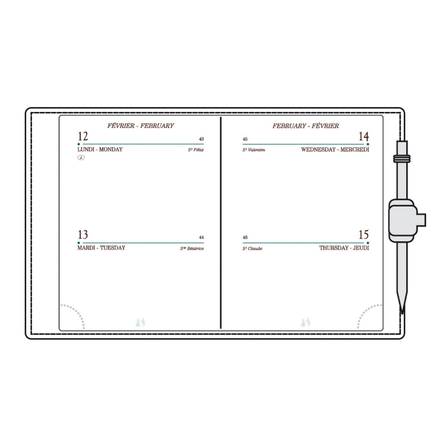 Recharge 2025 Agenda MIGNON A10 (10210M) - 2 jours par page - 9 x 6.8 cm - 3489390102100