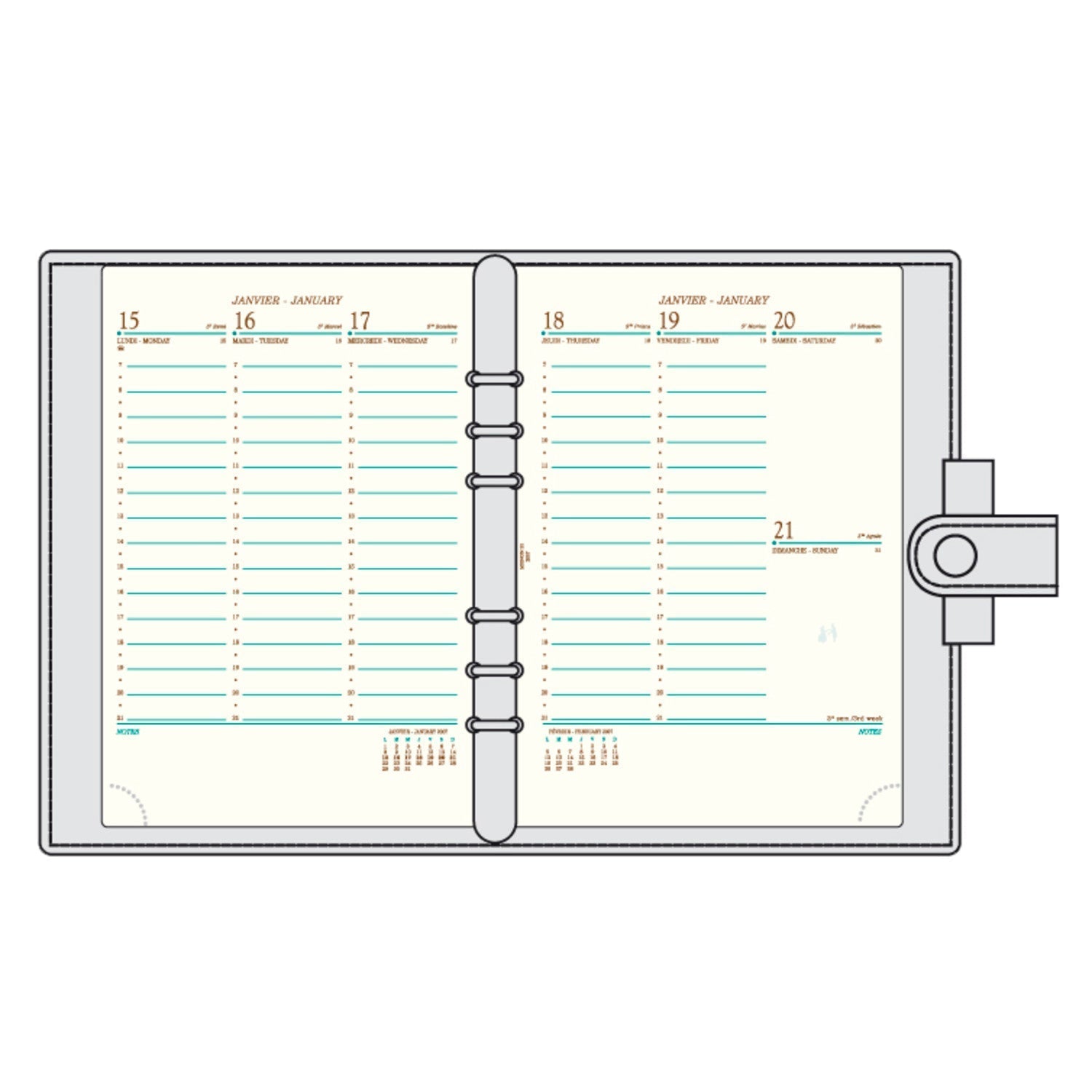 Recharge 2025 Organiseur MIGNON AK22 (22330M) - 1 semaine sur 2 pages - 21 x 14.6 cm - 3489390223300