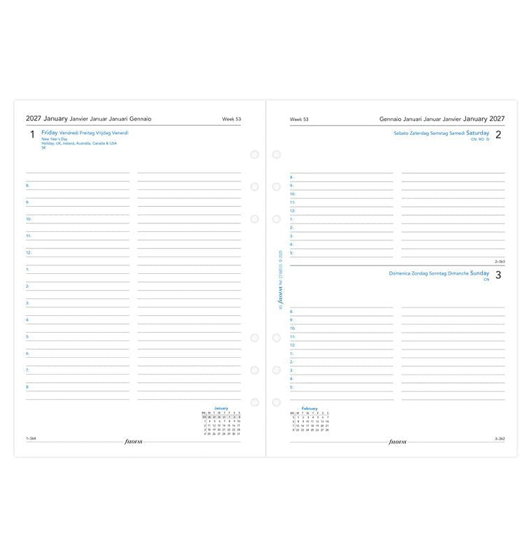 Recharge agenda 2027 FILOFAX - A5 - Un jour par page (multilingue) - 5059145621439