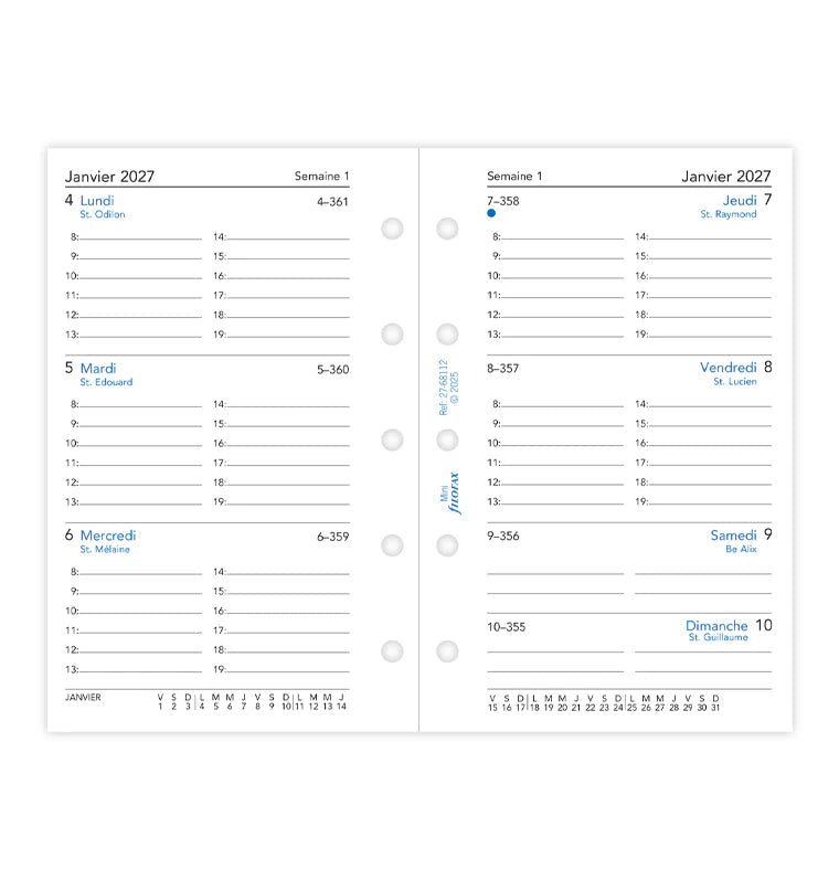 Recharge agenda 2027 FILOFAX - Mini - Semaine sur deux pages (français) - 5059145619610